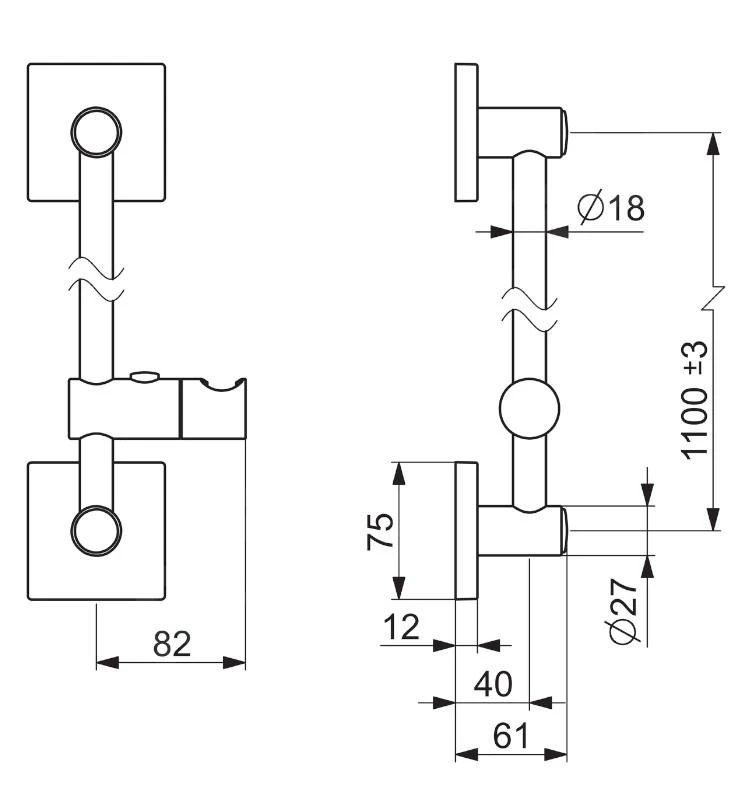 Hansa Toebehoren - Douchestang 1100 Mm, Chroom 44410100 4 Hansa Toebehoren - Douchestang 1100 Mm, Chroom 44410100 - Afbeelding 2