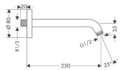 Hansgrohe Aktiva - Douchearm 230 Mm, Chroom 27412000 -Douche Uitrusting 07fa1ac3840ce41bef001053