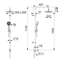 Hansa Basicjet - Regendouche Set Style 200, ECO, Chroom 44380300 -Douche Uitrusting 096834d01c853d74748fd6cc