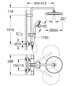 Grohe Vitalio Start - Doucheset 250 Met Thermostaatkraan, 9,5 L/min, 2jet, Chroom 26816000 -Douche Uitrusting 0e9fc572b0c6357b9c7151be