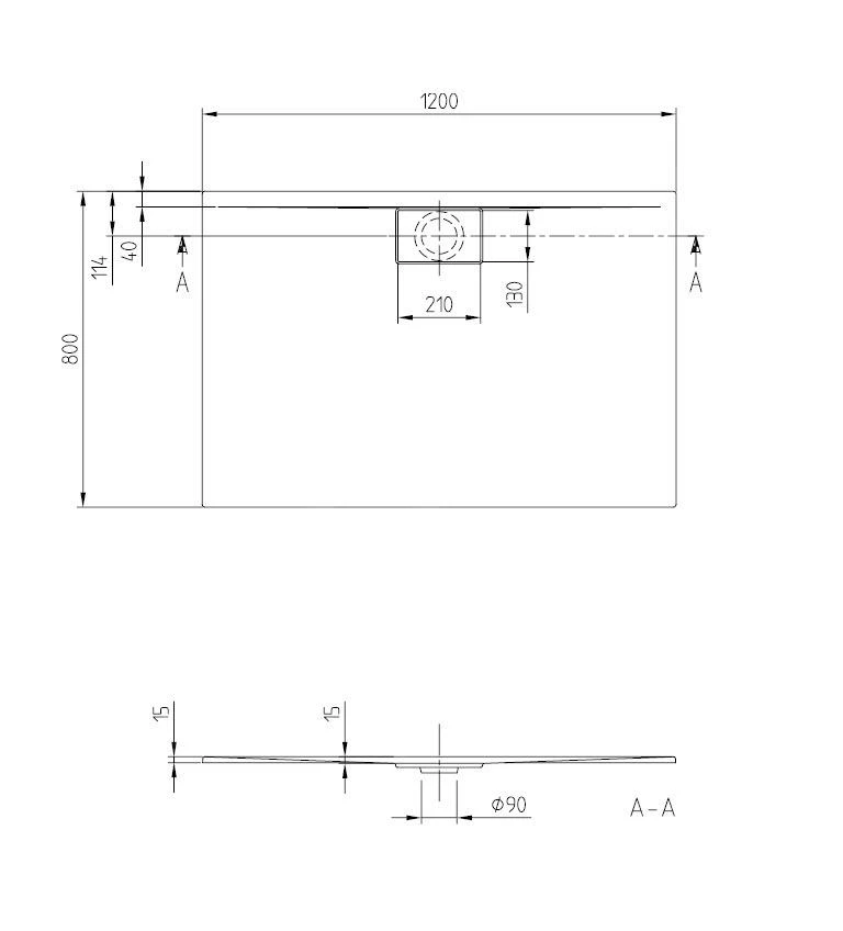 Villeroy & Boch Architectura MetalRim - Douchebak, 800x1200 Mm, Antraciet UDA1280ARA215V-1S 4 Villeroy & Boch Architectura MetalRim - Douchebak, 800x1200 Mm, Antraciet UDA1280ARA215V-1S - Afbeelding 2