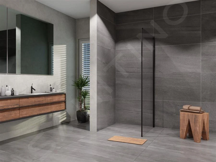 Lansanit LitLUX Slim Tadao - Vaste Douchewand Black Line 900 Mm, Mat Zwart/helder Glas SPD90-B 3 Lansanit LitLUX Slim Tadao - Vaste Douchewand Black Line 900 Mm, Mat Zwart/helder Glas SPD90-B