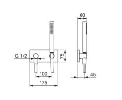 Hansa Designo - Doucheset 220 Met Afdekset Voor Douchekraan, Met Omstelkraan Voor 2 Functies, Chroom 44870041 -Douche Uitrusting 174e5a64330682b22f4edf17