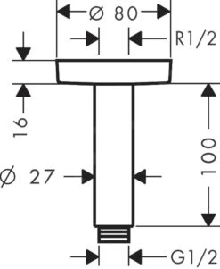 Hansgrohe Toebehoren - Plafondbevestiging S 100 Mm, Geborsteld Brons 27393140 -Douche Uitrusting 1ccd138da168fc7da887c3e9