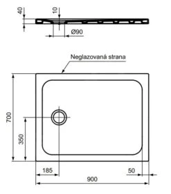 Ideal Standard Connect 2 - Douchebak, 900x700 Mm, Afvoer Links, Wit R036401 -Douche Uitrusting 201c3292347ca3283079e14c