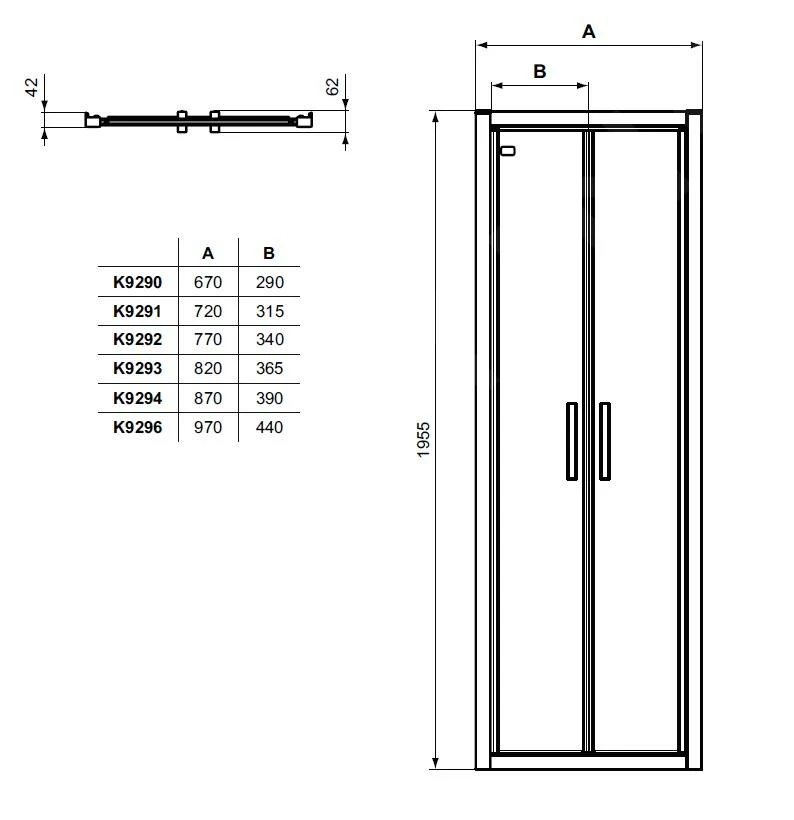 Ideal Standard Connect 2 - Klapdeur 750 Mm, Silver Bright/helder Glas K9291EO 4 Ideal Standard Connect 2 - Klapdeur 750 Mm, Silver Bright/helder Glas K9291EO - Afbeelding 2
