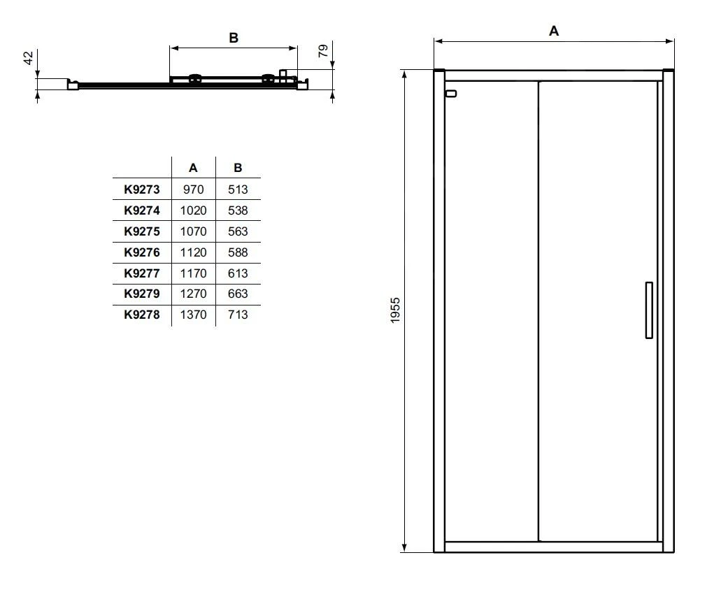 Ideal Standard Connect 2 - Schuifdeur, 2-delig, 1000 Mm, Silver Bright/helder Glas K9273EO 4 Ideal Standard Connect 2 - Schuifdeur, 2-delig, 1000 Mm, Silver Bright/helder Glas K9273EO - Afbeelding 2
