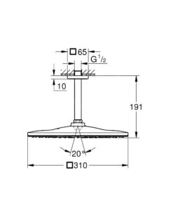 Grohe Rainshower - Hoofddouche 310 Mono Cube 9,5 L/min, Met Plafondarm, Supersteel 26566DC0 -Douche Uitrusting 2c88dfdd2a15f6d4148dc6f9