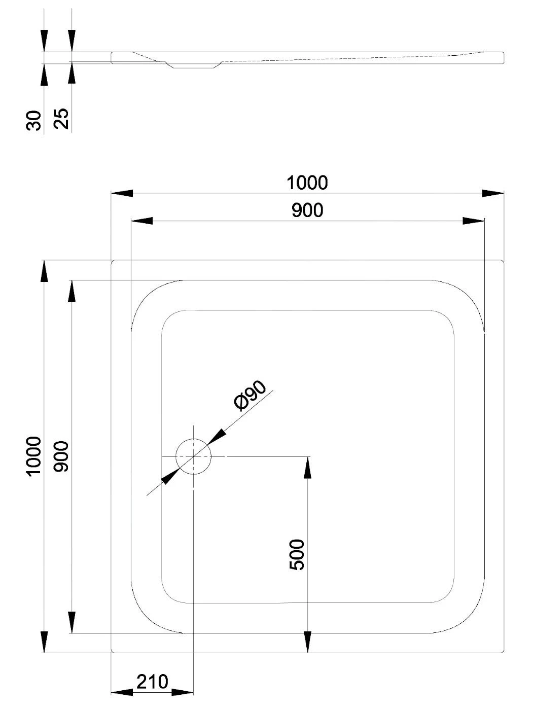 Bette Ultra - Douchebak 1000x1000 Mm, Met Ondersteuning PS, Wit 5940-000T 4 Bette Ultra - Douchebak 1000x1000 Mm, Met Ondersteuning PS, Wit 5940-000T - Afbeelding 2