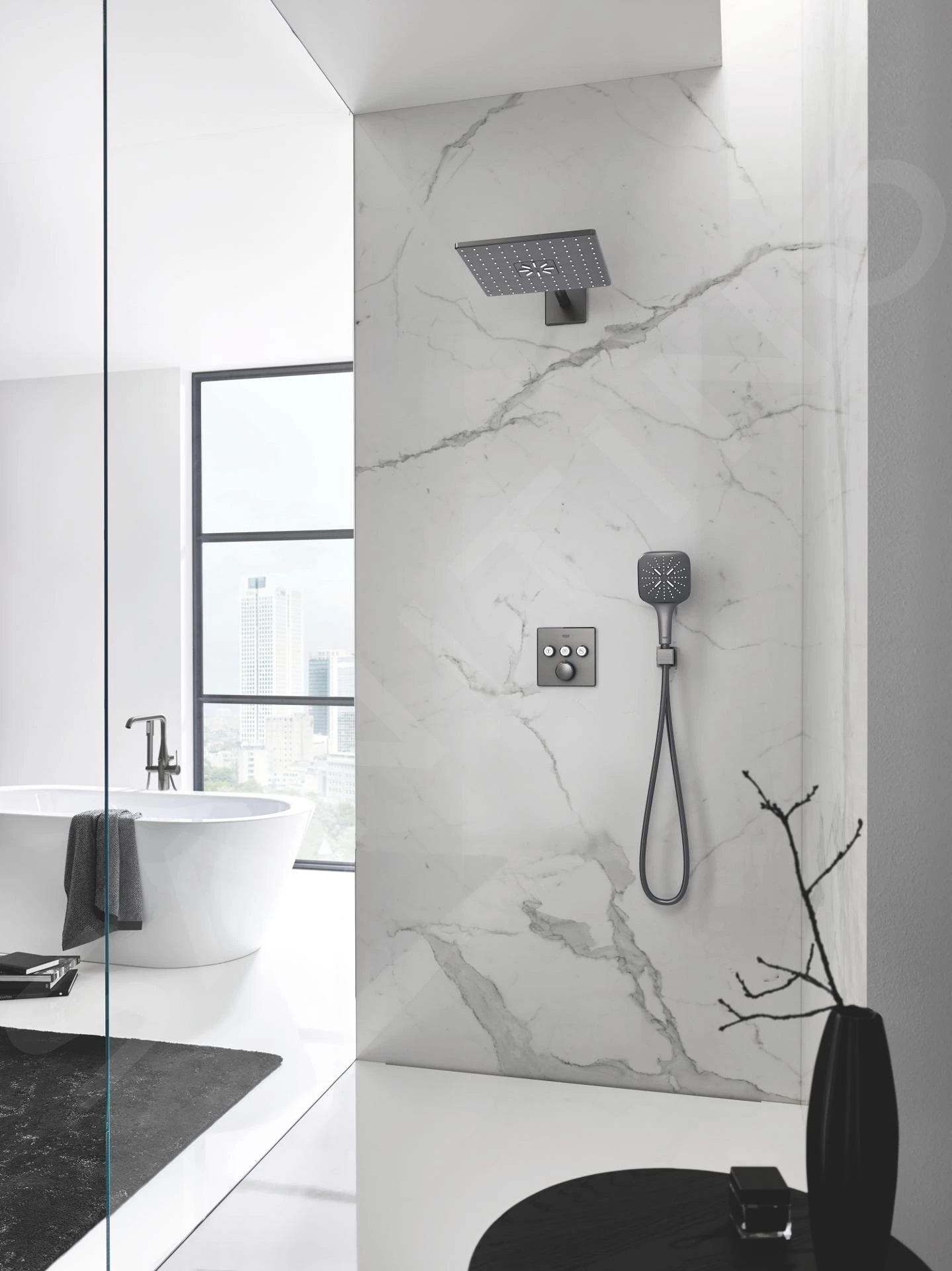 Grohe Rainshower SmartActive Cube - Hoofddouche 310, Douchearm 430 Mm, 2-jets, Geborsteld Hard Graphite 26479AL0 6 Grohe Rainshower SmartActive Cube - Hoofddouche 310, Douchearm 430 Mm, 2-jets, Geborsteld Hard Graphite 26479AL0 - Afbeelding 4