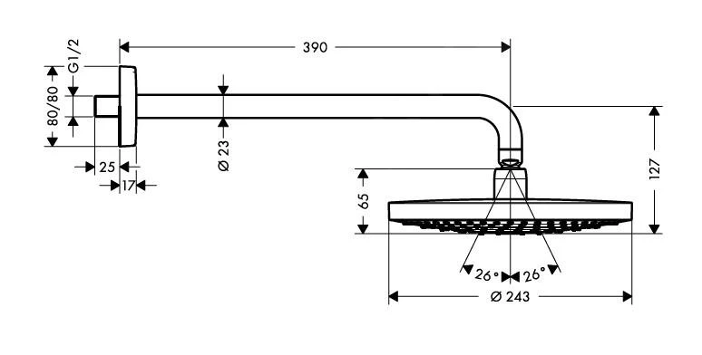 Hansgrohe Raindance Select S - Hoofddouche 240, 2jet, Douchearm 390 Mm, Wit/chroom 26466400 4 Hansgrohe Raindance Select S - Hoofddouche 240, 2jet, Douchearm 390 Mm, Wit/chroom 26466400 - Afbeelding 2