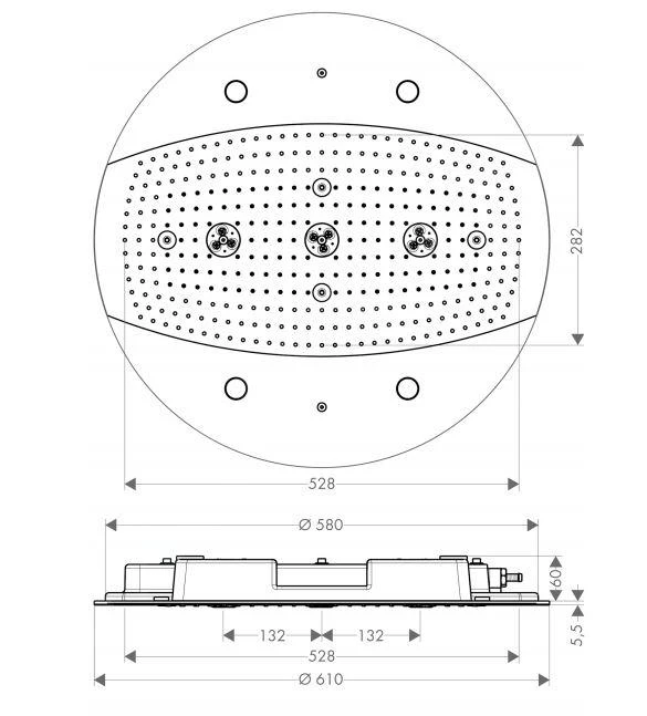 Hansgrohe Raindance - Hoofddouche Diameter 600 Mm Air 3jet Met Verlichting, Chroom 26117000 4 Hansgrohe Raindance - Hoofddouche Diameter 600 Mm Air 3jet Met Verlichting, Chroom 26117000 - Afbeelding 2