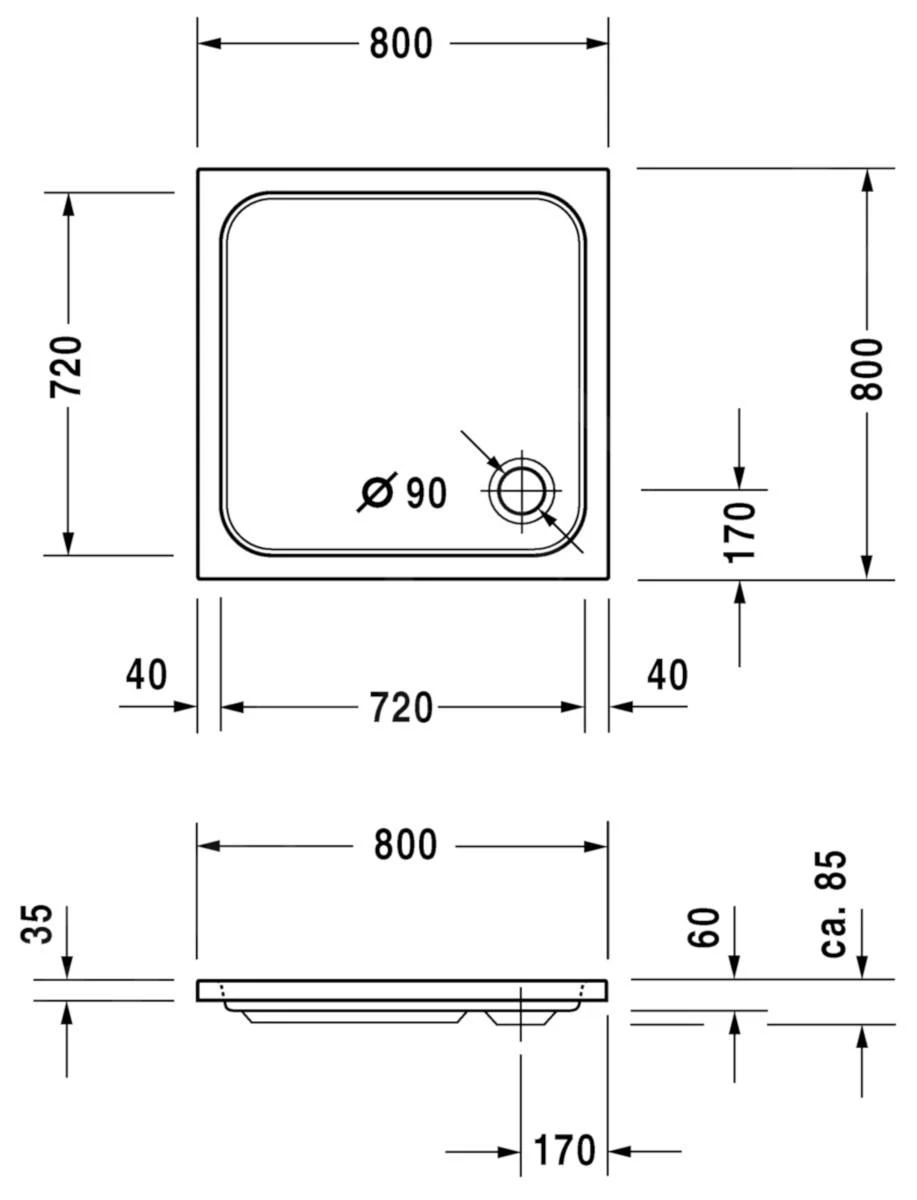 Duravit D-Code - Douchebak 800x800 Mm, Alpine Wit 720101000000000 4 Duravit D-Code - Douchebak 800x800 Mm, Alpine Wit 720101000000000 - Afbeelding 2