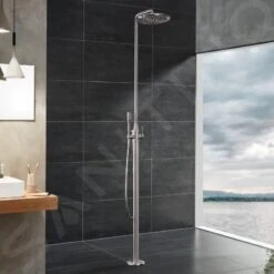 Grohe Essence - Vrijstaand Douchesysteem Met Kraan, Vloermontage, Supersteel 23741DC1 -Douche Uitrusting 52cec46c032966b6ff9637cc