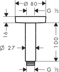 Hansgrohe Toebehoren - Douchearm, 100 Mm, Chroom 27393000 -Douche Uitrusting 553a5bcbf72a05d09bbbabb5