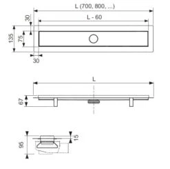 Tece Linus - Rechte Douchegoot RG WG 30.0645.0010, Met Roestvrijstalen Rooster, Lengte 900 Mm 15100090 -Douche Uitrusting 5b9691cf024ca73979e85a8e