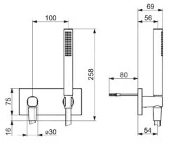 Hansa Matrix - Set Van Douchekop, Houder En Slang, Inbouw, Chroom 44430170 -Douche Uitrusting 5e70badf1a9a1b5ad247f100