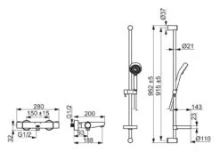 Hansa Prisma - Thermostatische Badmengkraan Met Accessoires, 2 Uitgangen, Chroom 48102131 -Douche Uitrusting 67bee690295a5bd4824446f9