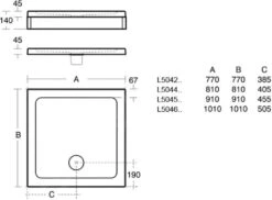 Ideal Standard Simplicity Stone - Douchebak Gietmarmer 910x910 Mm, Wit L504501 -Douche Uitrusting 6df4bd2671a329ba76d0f93e