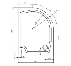 Gelco Douchebakken - RIVA Douchebak, 1000x800 Mm, Links, Wit GR10080L -Douche Uitrusting 776d3eb743a68c7031c81a71