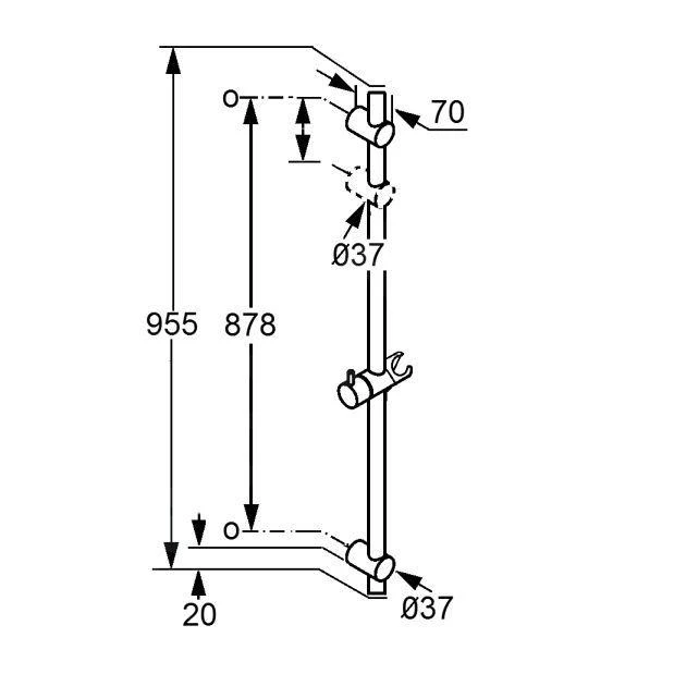 Kludi A-Qa - Douchestang 0,95 M, Chroom 6564105-00 4 Kludi A-Qa - Douchestang 0,95 M, Chroom 6564105-00 - Afbeelding 2