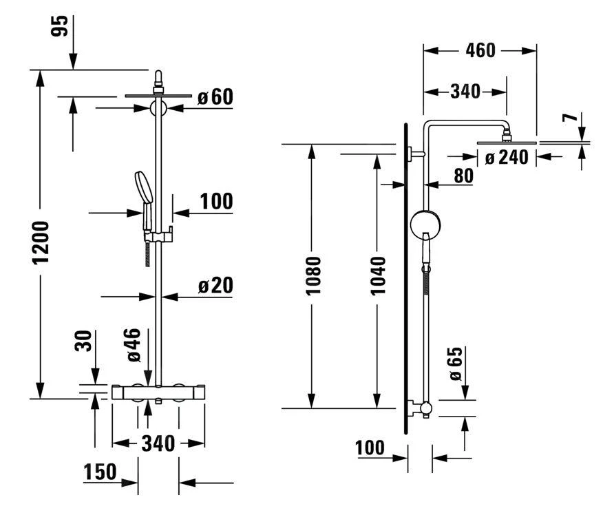 Duravit C.1 - Douchesysteem Met Thermostaat, Mat Zwart C14280008046 4 Duravit C.1 - Douchesysteem Met Thermostaat, Mat Zwart C14280008046 - Afbeelding 2