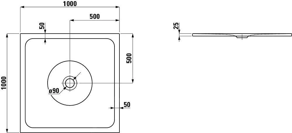 Laufen Indura - Douchebak Met Geluiddempende Pads, 1000x1000 Mm, Wit H2150720000401 4 Laufen Indura - Douchebak Met Geluiddempende Pads, 1000x1000 Mm, Wit H2150720000401 - Afbeelding 2