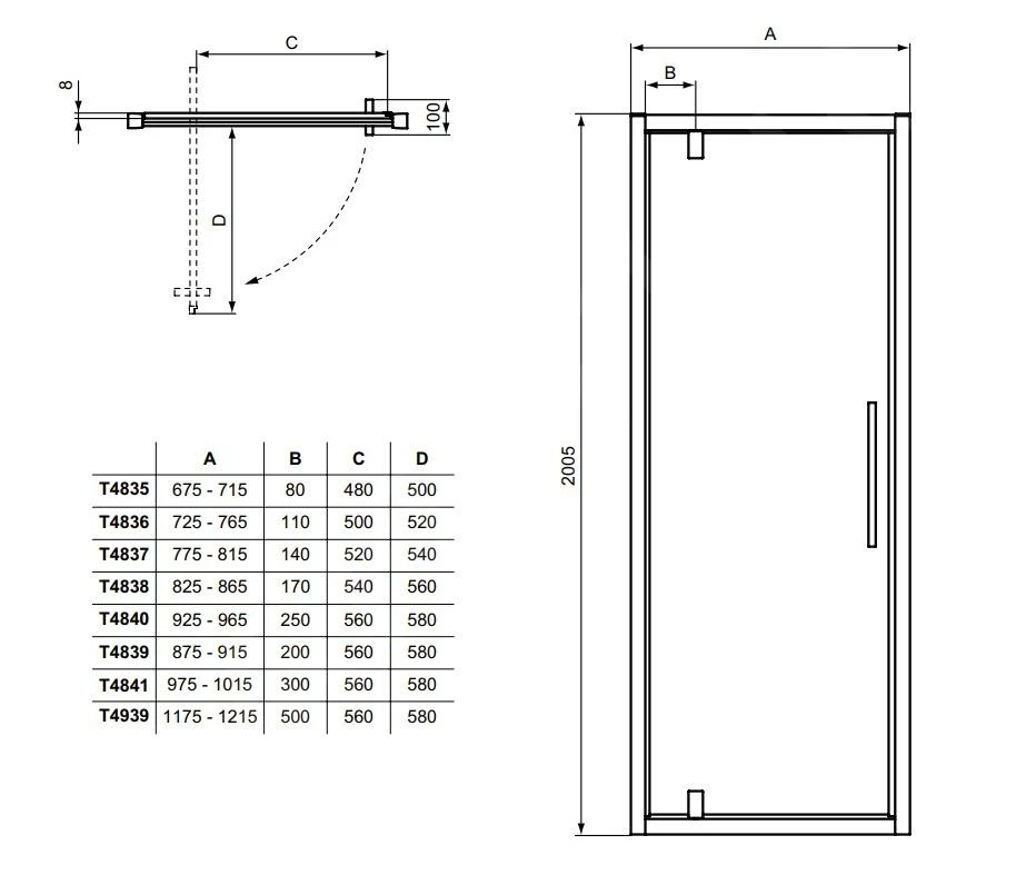 Ideal Standard I.Life - Pivoterende Douchedeur 900 Mm, Silver Bright/helder Glas T4839EO 4 Ideal Standard I.Life - Pivoterende Douchedeur 900 Mm, Silver Bright/helder Glas T4839EO - Afbeelding 2