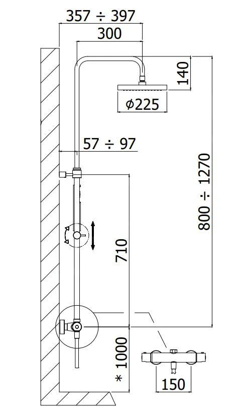 Paffoni Douchesets - Doucheset Mini Birillo 225 Met Thermostaatkraan, Mat Zwart ZCOL638LIQNO 4 Paffoni Douchesets - Doucheset Mini Birillo 225 Met Thermostaatkraan, Mat Zwart ZCOL638LIQNO - Afbeelding 2