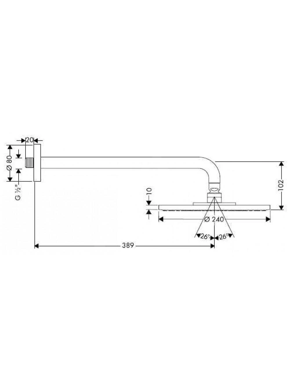Hansgrohe Raindance - Hoofddouche 240, 1 Straalsoort, Douchearm 390 Mm, Chroom 27474000 4 Hansgrohe Raindance - Hoofddouche 240, 1 Straalsoort, Douchearm 390 Mm, Chroom 27474000 - Afbeelding 2