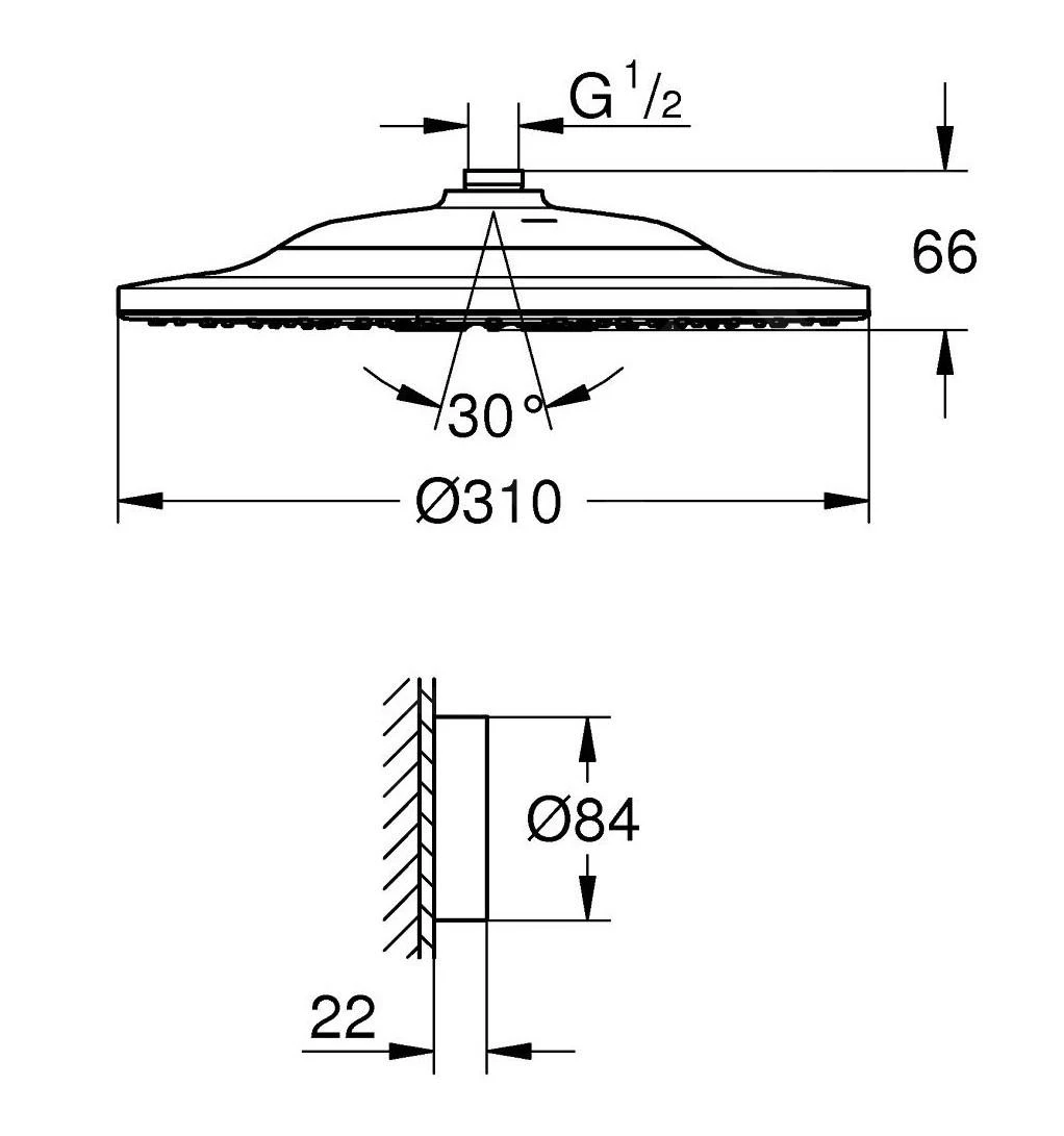 Grohe Rainshower SmartConnect - Hoofddouche 310 9,5 L/min Met Afstandbediening, 2-jets, Chroom 26641000 4 Grohe Rainshower SmartConnect - Hoofddouche 310 9,5 L/min Met Afstandbediening, 2-jets, Chroom 26641000 - Afbeelding 2