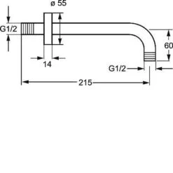 Hansa Toebehoren - Douchearm, Chroom 04110200 -Douche Uitrusting 96309f23f3ffbea09c8fea67