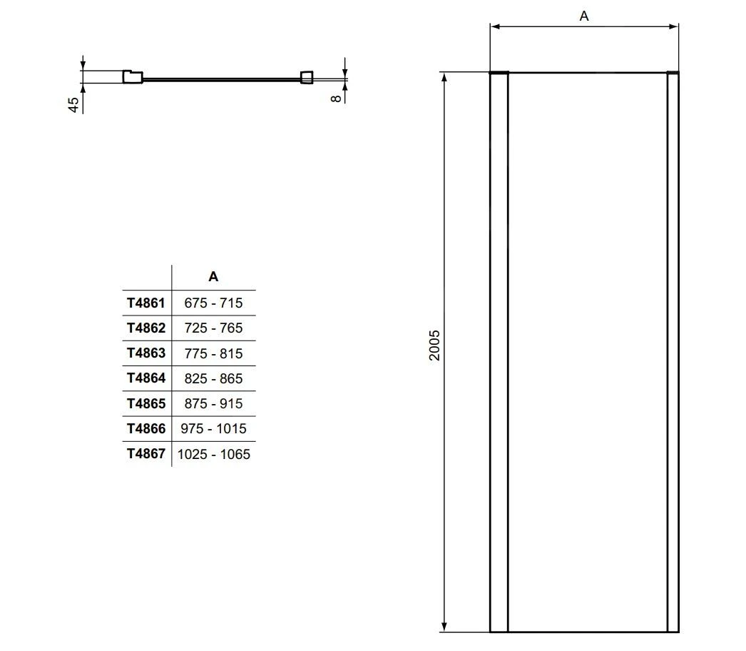 Ideal Standard I.Life - Vaste Zijwand 1050 Mm, Silver Bright/helder Glas T4867EO 4 Ideal Standard I.Life - Vaste Zijwand 1050 Mm, Silver Bright/helder Glas T4867EO - Afbeelding 2