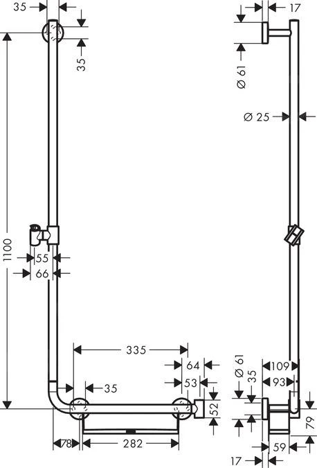 Hansgrohe Unica - Douchestang 1100 Mm, Links, Wit/chroom 26403400 4 Hansgrohe Unica - Douchestang 1100 Mm, Links, Wit/chroom 26403400 - Afbeelding 2