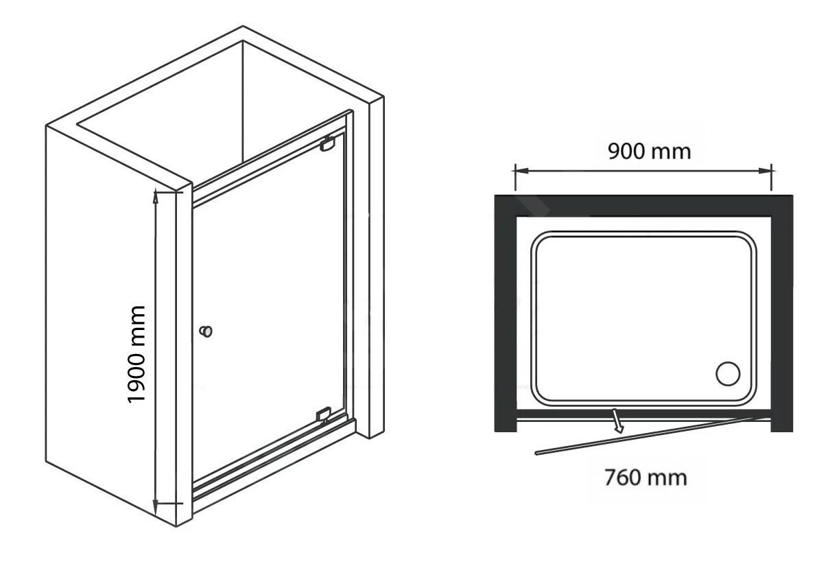 Lansanit LitEX Elisa - Pendel Douchedeur 900 Mm, Glanzend Aluminium/helder Glas PF90-190-C 4 Lansanit LitEX Elisa - Pendel Douchedeur 900 Mm, Glanzend Aluminium/helder Glas PF90-190-C - Afbeelding 2