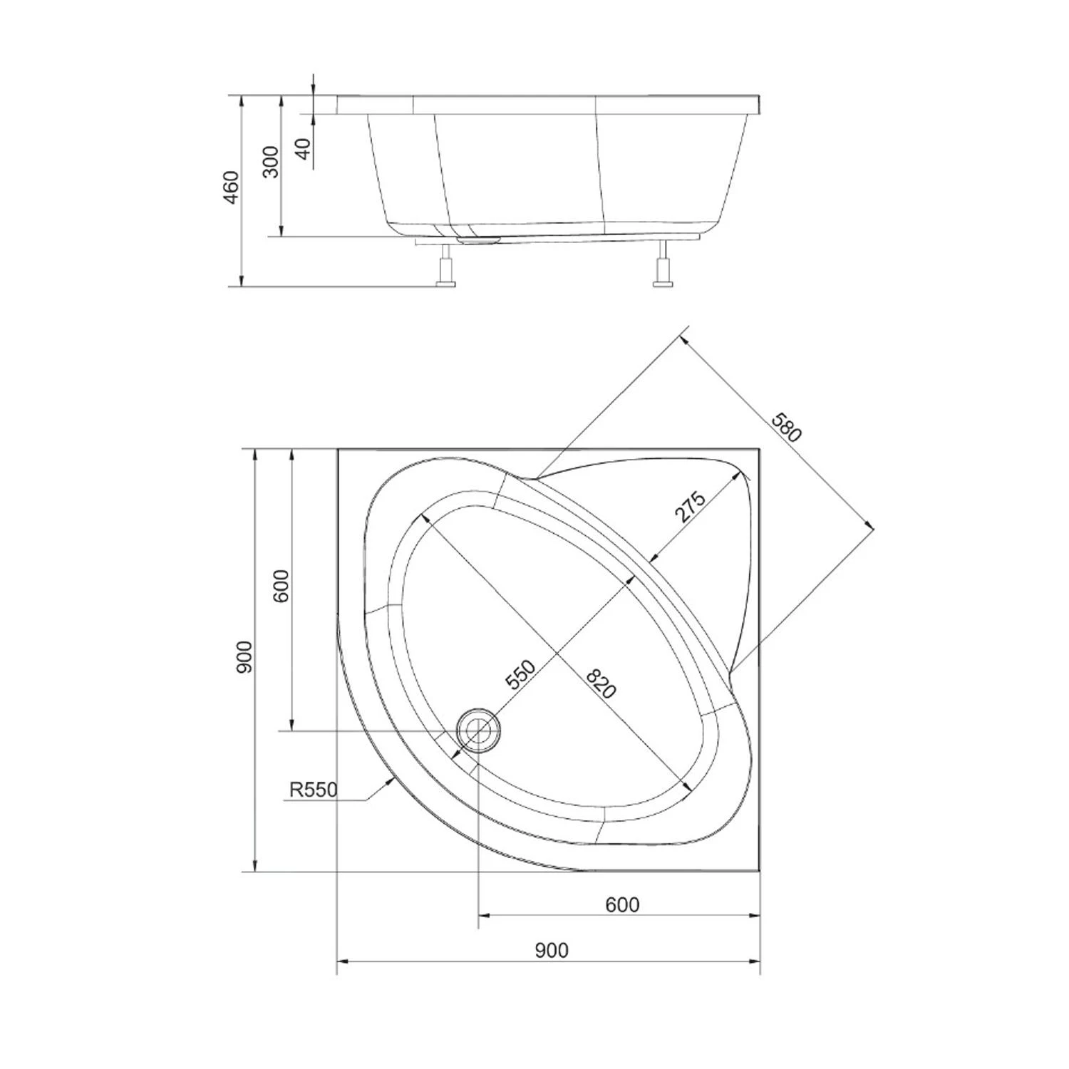 Polysan Douchebakken - Douchebak SELMA, 900x900 Mm, Wit 28611 4 Polysan Douchebakken - Douchebak SELMA, 900x900 Mm, Wit 28611 - Afbeelding 2