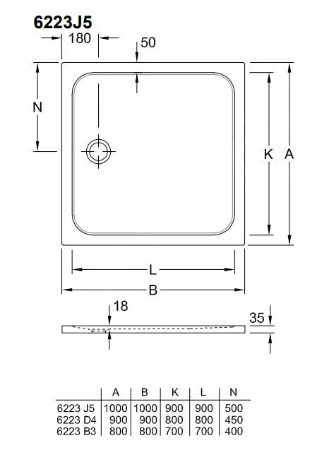 Villeroy & Boch Lifetime Plus - Douchebak, 1000x1000 Mm, Anti-slip, Alpine Wit 6223J501 4 Villeroy & Boch Lifetime Plus - Douchebak, 1000x1000 Mm, Anti-slip, Alpine Wit 6223J501 - Afbeelding 2
