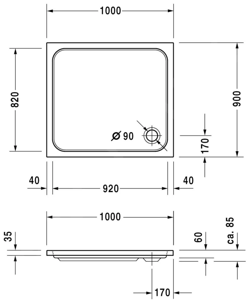 Duravit D-Code - Douchebak 1000x900 Mm, Antislip, Alpine Wit 720107000000001 4 Duravit D-Code - Douchebak 1000x900 Mm, Antislip, Alpine Wit 720107000000001 - Afbeelding 2