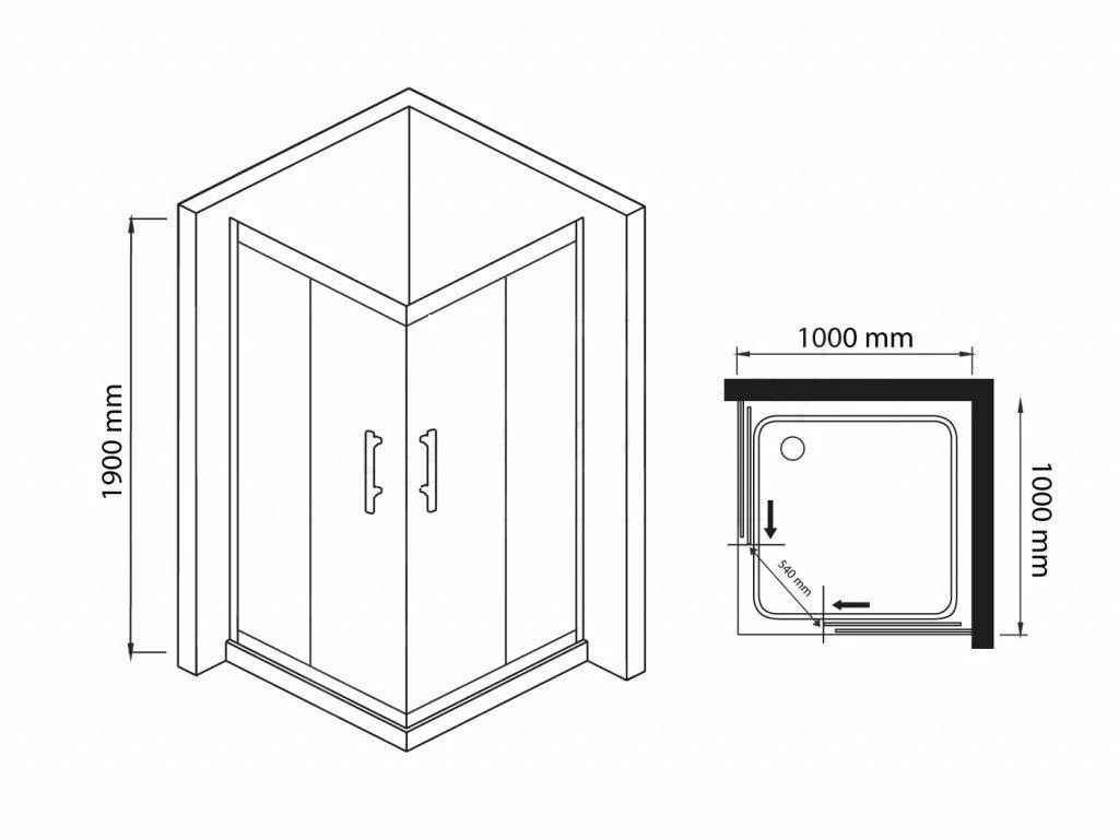 Lansanit LitEX Terni - Douchecabine 4 Delig 1000x1000 Mm, Glanzend Aluminium/mat Glas CF11-190-M 4 Lansanit LitEX Terni - Douchecabine 4 Delig 1000x1000 Mm, Glanzend Aluminium/mat Glas CF11-190-M - Afbeelding 2