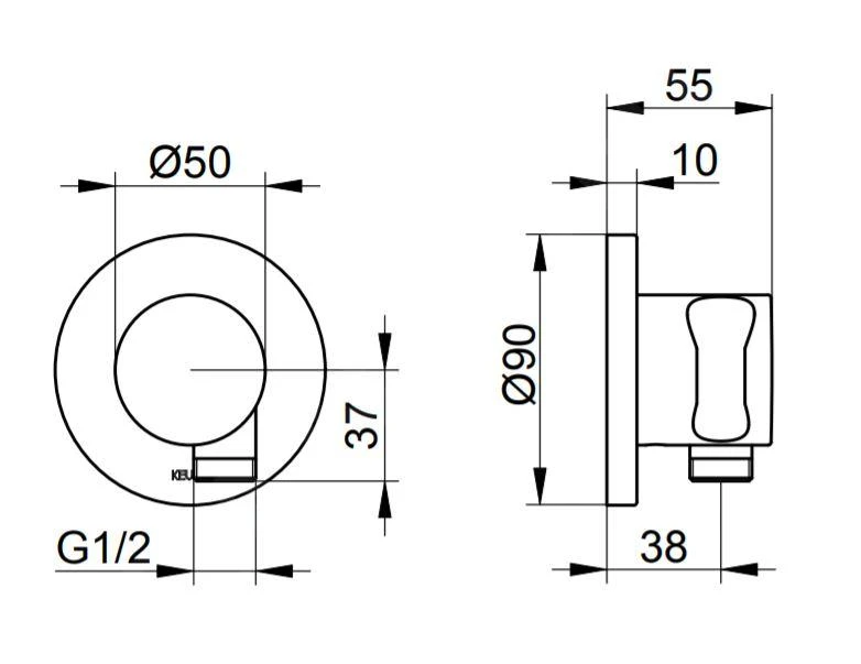 Keuco IXMO - Wandaansluitbocht Met Houder, Chroom 59592010001 4 Keuco IXMO - Wandaansluitbocht Met Houder, Chroom 59592010001 - Afbeelding 2
