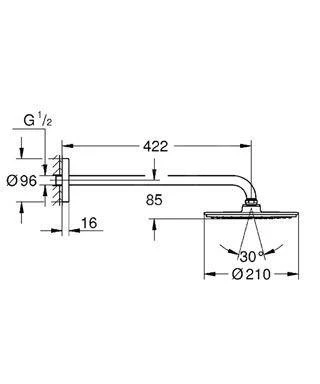 Grohe Rainshower - Cosmopolitan Hoofddouche, Douchearm 422 Mm, Wit/chroom 26171000 4 Grohe Rainshower - Cosmopolitan Hoofddouche, Douchearm 422 Mm, Wit/chroom 26171000 - Afbeelding 2