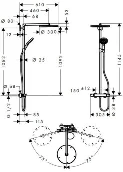 Hansgrohe Raindance S - Doucheset Met Thermostaat, 300 Mm, Chroom 27114000 -Douche Uitrusting c428a81dbcce0d46c203225c