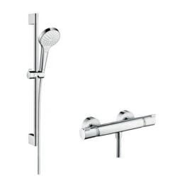 Hansgrohe Croma Select S - Vario Doucheset Met Thermostaat, 3jet, Douchestang 650mm, Wit/chroom 27013400