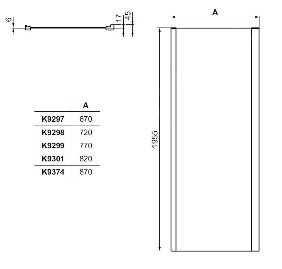 Ideal Standard Connect 2 - Vaste Zijwand 700 Mm, Zwart/helder Glas K9297V3 4 Ideal Standard Connect 2 - Vaste Zijwand 700 Mm, Zwart/helder Glas K9297V3 - Afbeelding 2