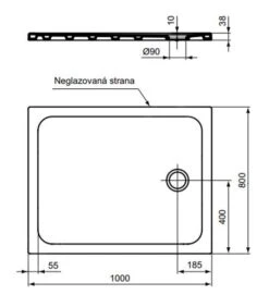 Ideal Standard Connect 2 - Douchebak, 1000x800 Mm, Afvoer Rechts, Wit R037301 -Douche Uitrusting cbbd535484b12fec04b820bf