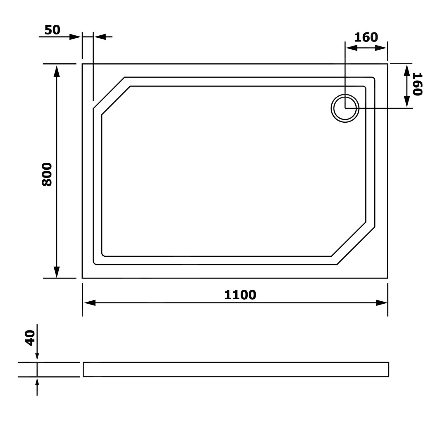 Gelco Douchebakken - Douchebak SARA, 1100x800 Mm, Wit HS11080 4 Gelco Douchebakken - Douchebak SARA, 1100x800 Mm, Wit HS11080 - Afbeelding 2