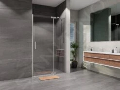 Lansanit LitLUX Brix - Pendel Douchedeur 900 Mm, Rechts, Glanzend Aluminium/helder Glas H2Y-90R