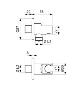 Ideal Standard Idealrain - Aansluitbocht Met Douchehouder, Zwart BC807XG -Douche Uitrusting d809c287f610882e4387e859
