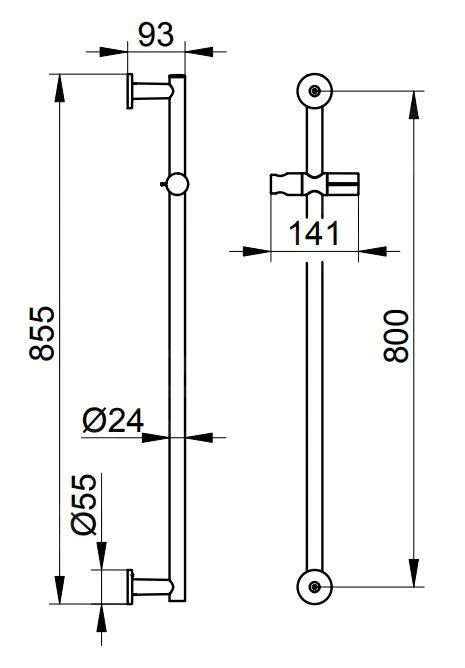 Keuco IXMO - Douchestang Solo 800 Mm, Chroom 59585010901 4 Keuco IXMO - Douchestang Solo 800 Mm, Chroom 59585010901 - Afbeelding 2