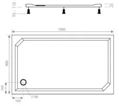 Lansanit LitEX - Douchebak 1000x900 Mm, Wit LITEX-90X100 -Douche Uitrusting e8c56426e1265aa9f5224d98